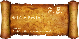 Helfer Ervin névjegykártya